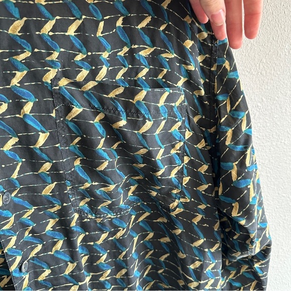 Men’s Vintage Silk Print Button Down Long Sleeve Shirt Large - Picture 7 of 12